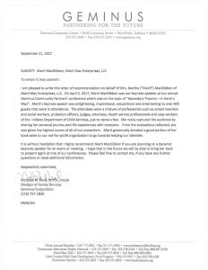 Geminus Letter of Recommendation