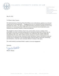 Villanova Letter of Recommendation